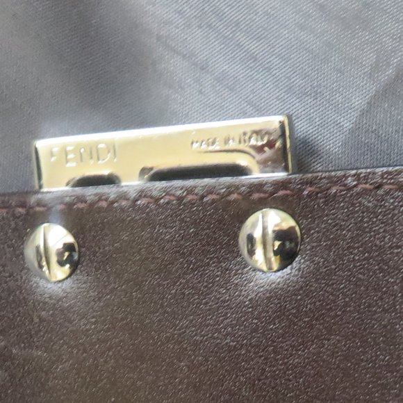 ❤️ Auth FENDI Double Flap Zucca Canvas & Leather Shoulder Bag Italy +DUSTBAG - Picture 10 of 15